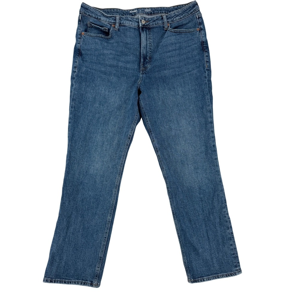 Old Navy Extra High-Rise Straight Jeans Medium Wash Blue Size 16 Secret-Smooth